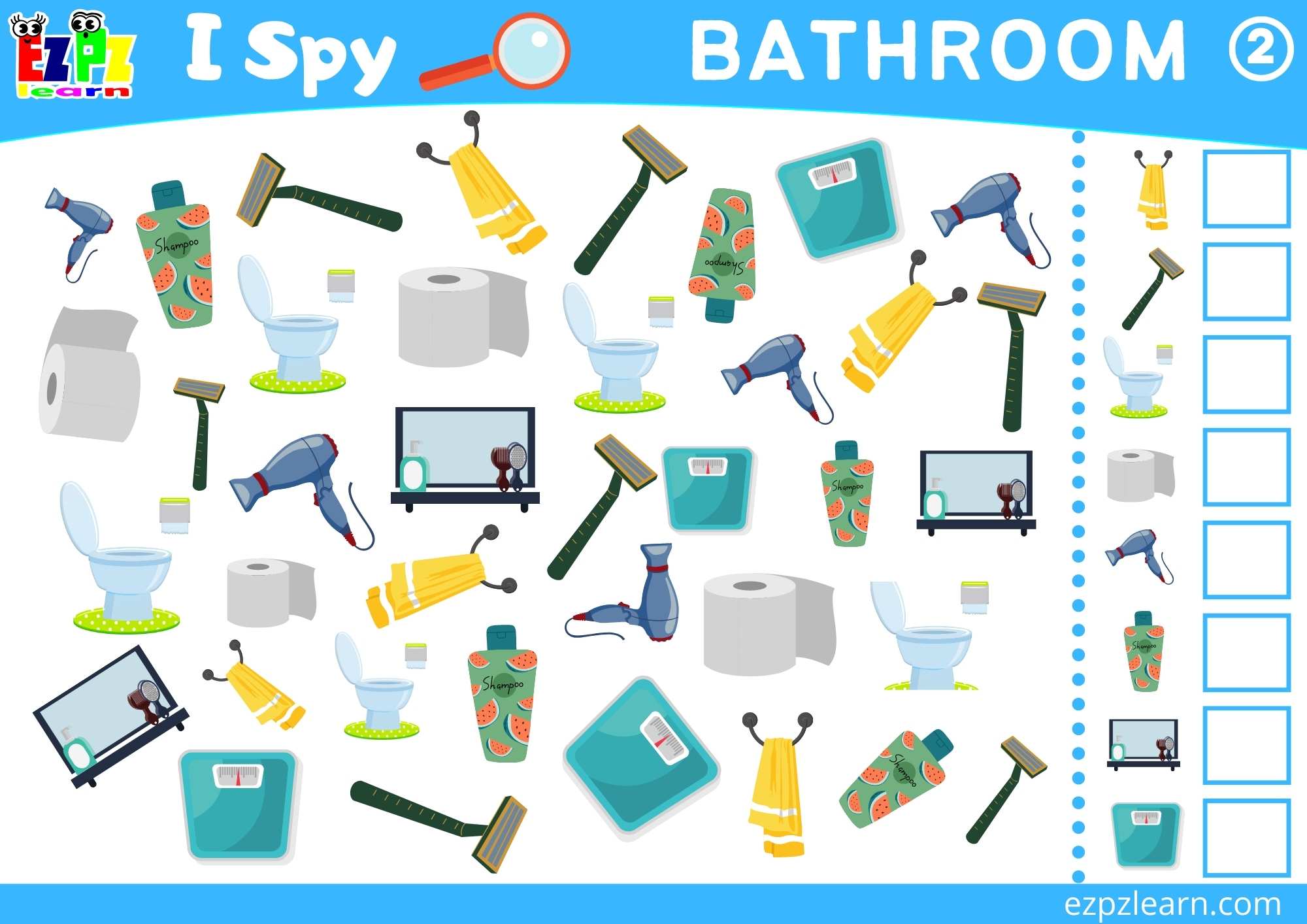 Bathroom 2 I Spy Game for kids Free PDF Download 